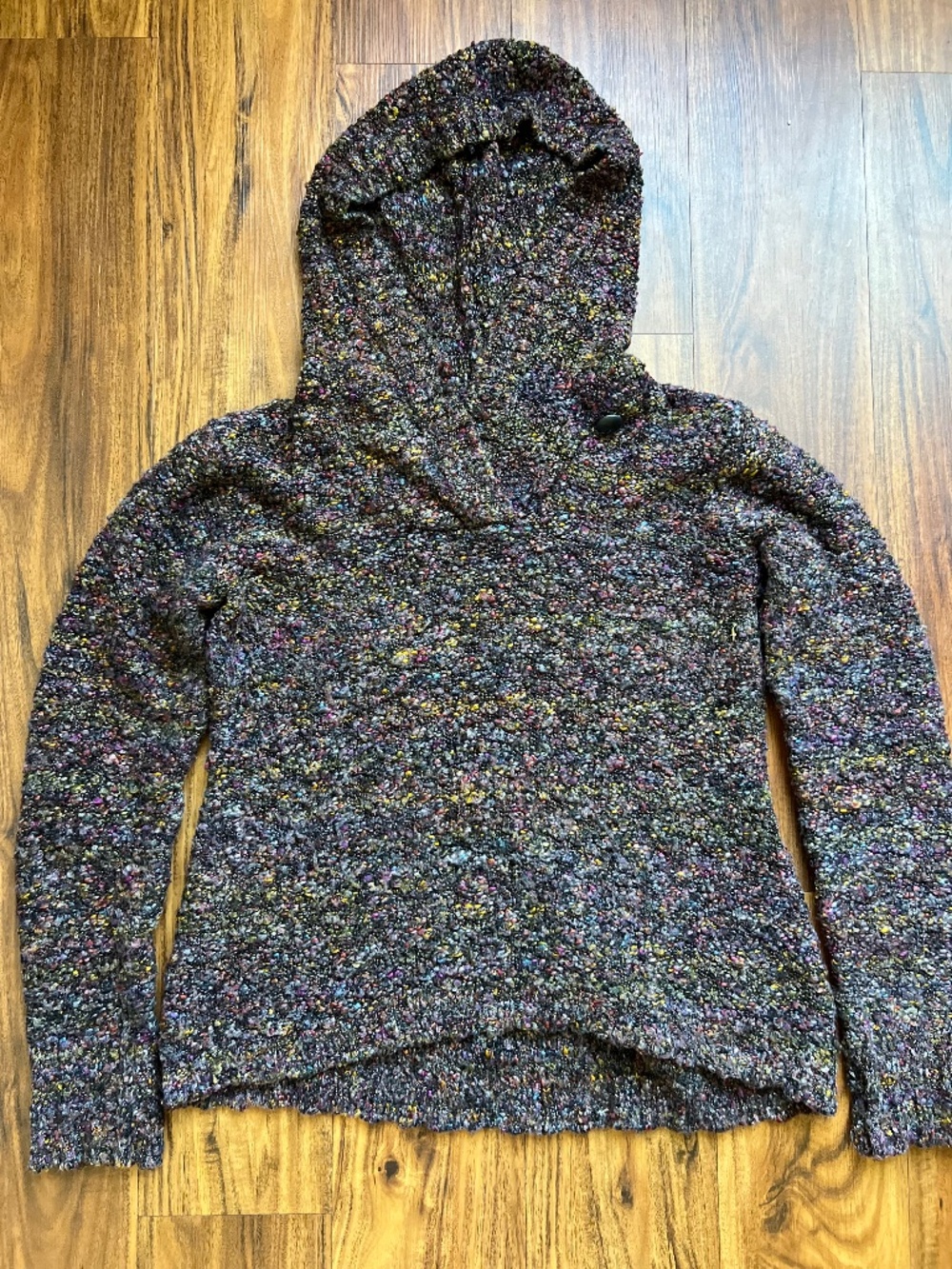 🌈 Royal Robbins Multicolor Bouclé Knit Hooded Sweater – Size L